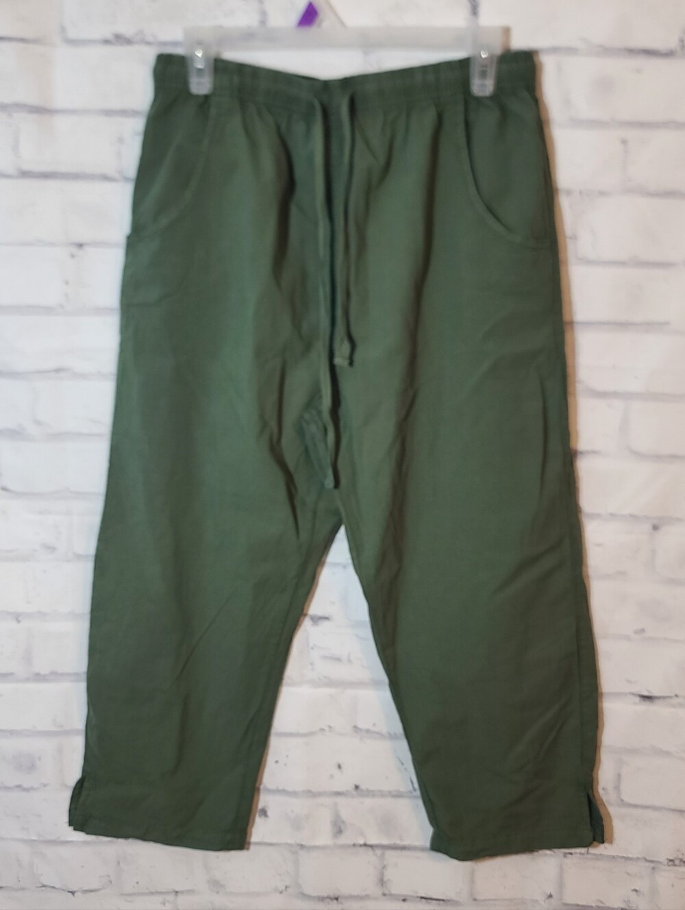 Vintage Ragton USA Olive drawstring Cropped Pants large